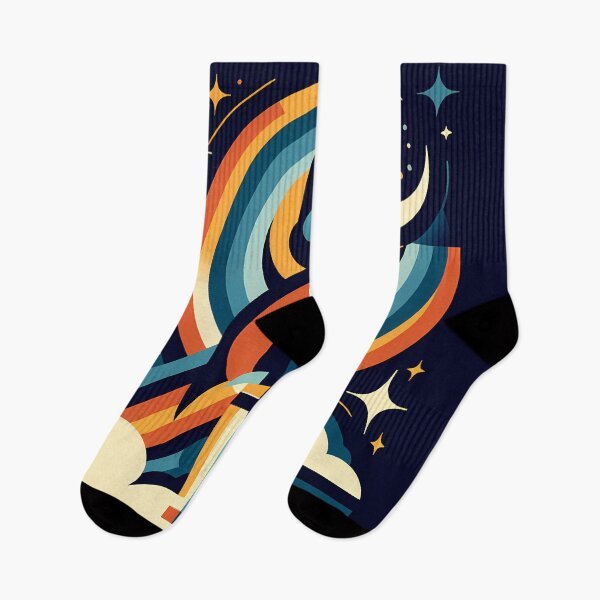 Item preview, Retro Rocket Launch with Rainbow Trails designed and sold by InkSmithery.