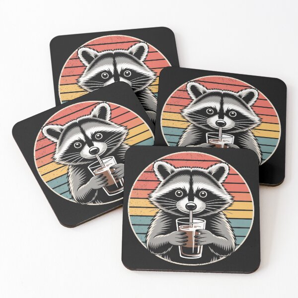 Item preview, Funny raccoon drinking iced coffee  designed and sold by Meryem Mamouni.