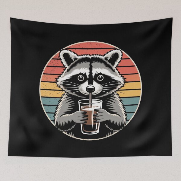 Item preview, Funny raccoon drinking iced coffee  designed and sold by Meryem Mamouni.