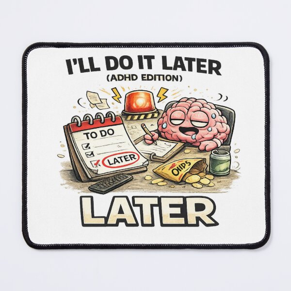 Item preview, I’ll Do It Later ADHD Edition Funny Procrastination Design designed and sold by FeralMindStudio.