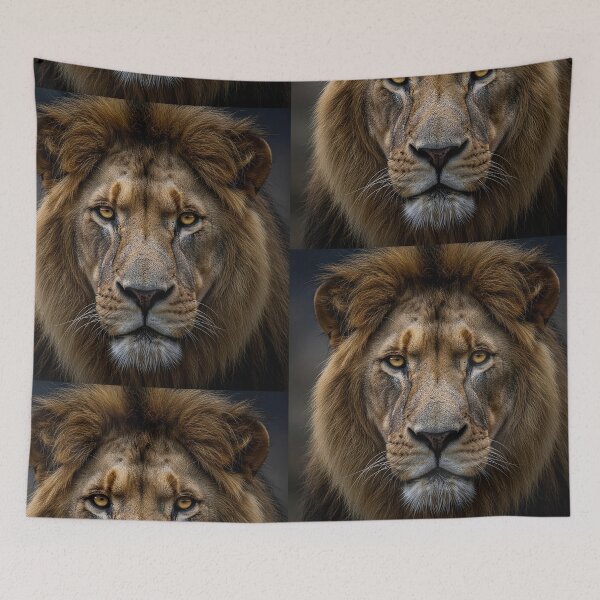 Item preview, Majestic African Lion King - Intense Wildlife Portrait designed and sold by NaturalBeautySebastian .