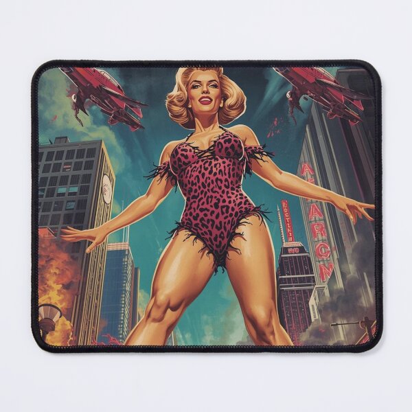 Item preview, Giantess Rampage Retro Poster | 1950s B-Movie Glamorous Giantess | Neon Metropolis Art Print designed and sold by MissSaylor.