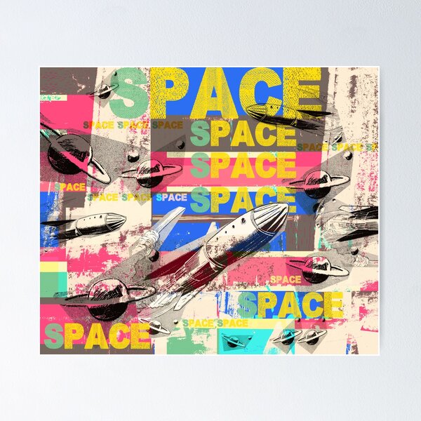 Item preview, Retro Space Rockets Collage Adventure designed and sold by Mauswohn.