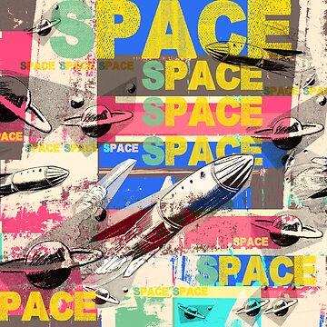 Artwork thumbnail, Retro Space Rockets Collage Adventure by Mauswohn