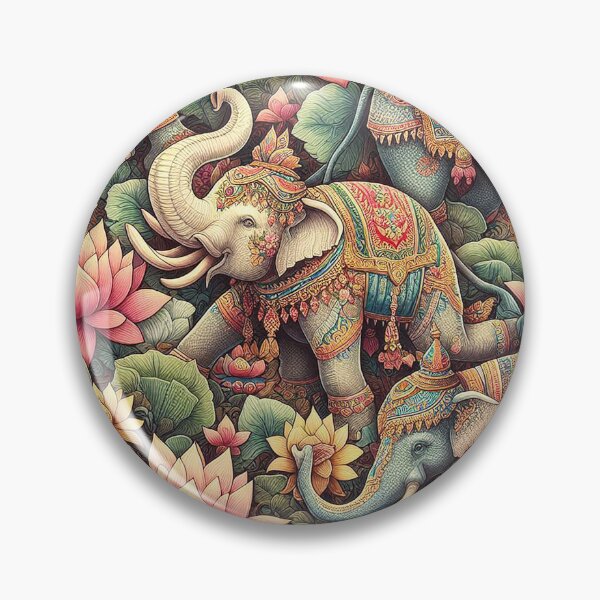 Item preview, Elephant Inspired by Seamless Thai Lotus Petal Elegance   designed and sold by Vanich-Panich.