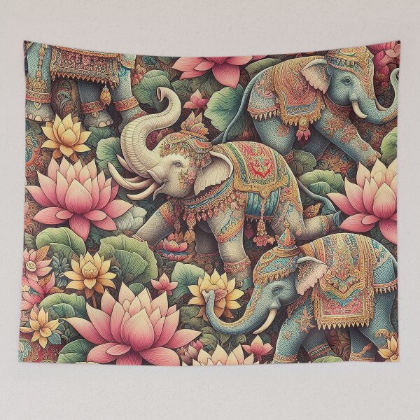 Item preview, Elephant Inspired by Seamless Thai Lotus Petal Elegance   designed and sold by Vanich-Panich.