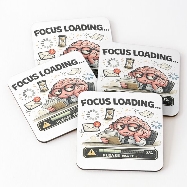 Item preview, Focus Loading Please Wait ADHD Brain Funny Productivity Meme designed and sold by FeralMindStudio.