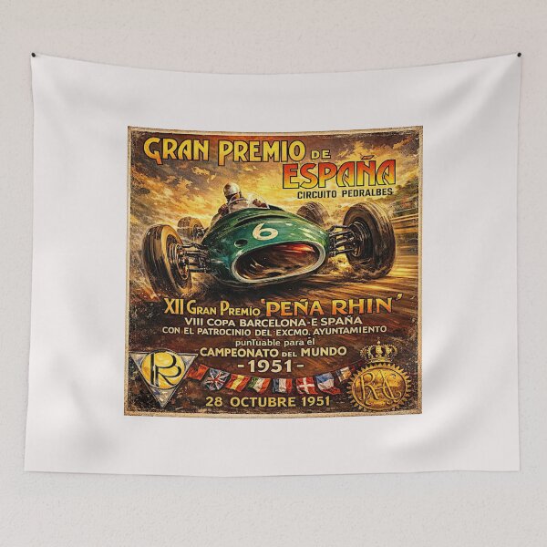 Item preview, Spain Grand Prix  variation vintage 1951 poster #1 designed and sold by Helios Be. Lavsh.