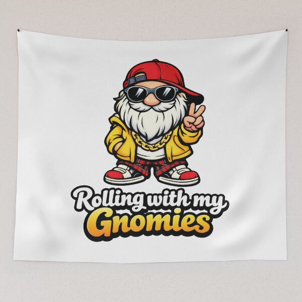 Item preview, Rolling with My Gnomies – 90s Hip Hop Gnome Illustration designed and sold by Moriarty's Digital Visions.