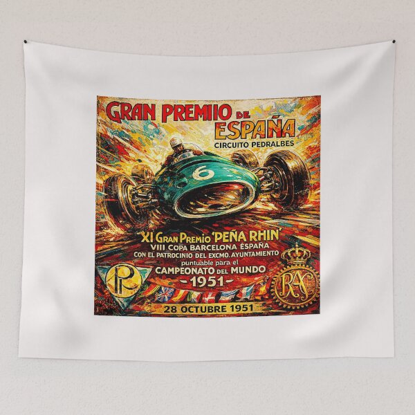 Item preview, Spain Grand Prix  variation vintage 1951 poster #2 designed and sold by Helios Be. Lavsh.