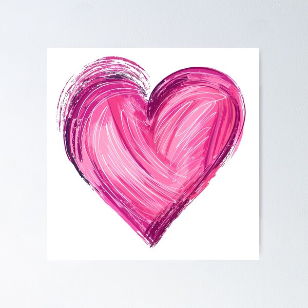 Item preview, Vibrant Pink Brush Heart Saint Valentine's Day - Bold Textured Love Stroke Art Print designed and sold by DesignArtist.ia.