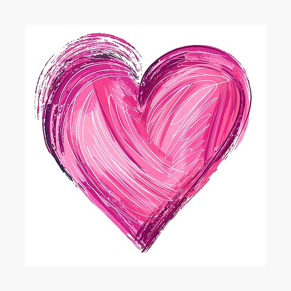 Item preview, Vibrant Pink Brush Heart Saint Valentine's Day - Bold Textured Love Stroke Art Print designed and sold by DesignArtist.ia.