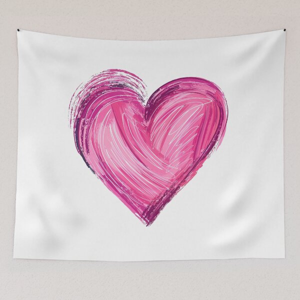 Item preview, Vibrant Pink Brush Heart Saint Valentine's Day - Bold Textured Love Stroke Art Print designed and sold by DesignArtist.ia.