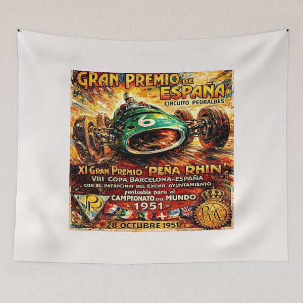 Item preview, Spain Grand Prix  variation vintage 1951 poster #3 designed and sold by Helios Be. Lavsh.