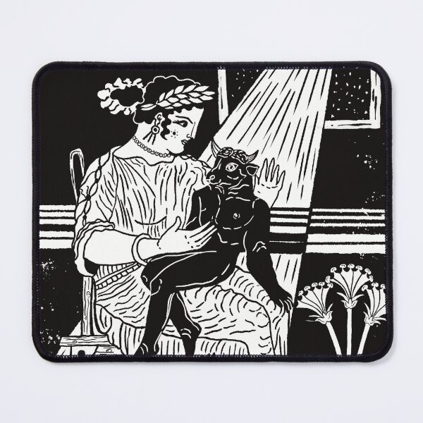 Item preview, Pasiphae and the Infant Minotaur - Ancient Greek Vase Art Inspired Illustration designed and sold by Ancient-Tales.