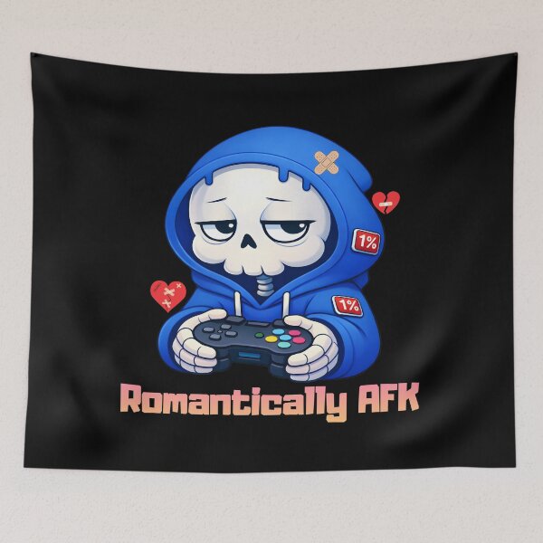 Item preview, Romantically AFK – Anti Valentine Gamer Skeleton | Love Battery 1% designed and sold by laggy-soul-0.