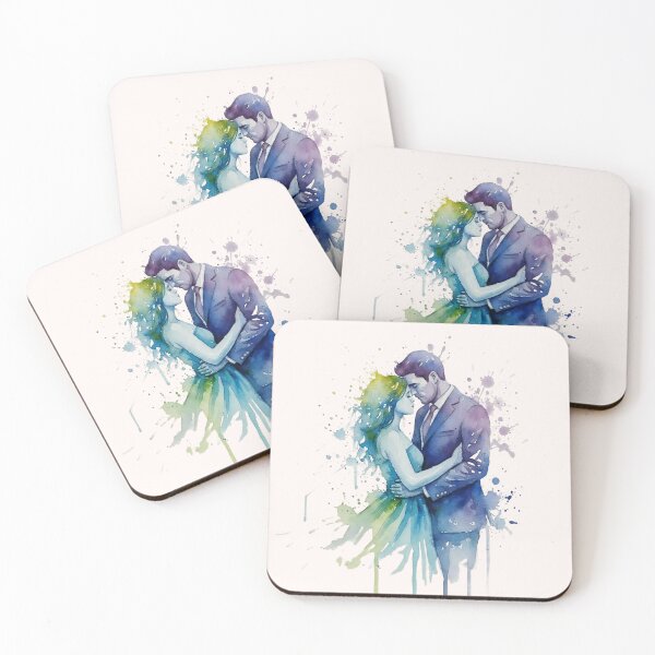 Item preview, Watercolor Lovers Embrace – Romantic Couple Art Illustration designed and sold by Y-MOONSTAR.
