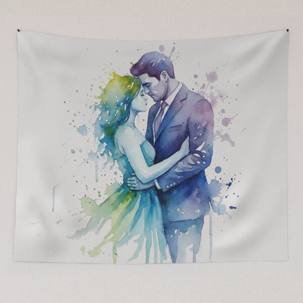 Item preview, Watercolor Lovers Embrace – Romantic Couple Art Illustration designed and sold by Y-MOONSTAR.