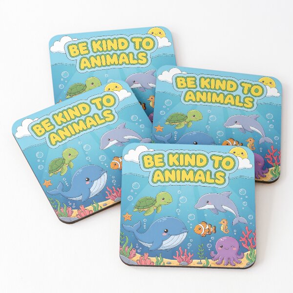 Item preview, Be Kind To Animals – Cute Dolphin, Whale, Turtle, Fish, Seahorse & Octopus Illustration designed and sold by GlobalBoom.