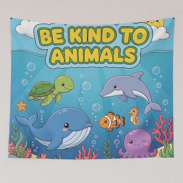 Item preview, Be Kind To Animals – Cute Dolphin, Whale, Turtle, Fish, Seahorse & Octopus Illustration designed and sold by GlobalBoom.