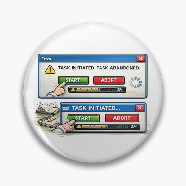 Item preview, Task Initiated Task Abandoned ADHD Funny Error designed and sold by FeralMindStudio.