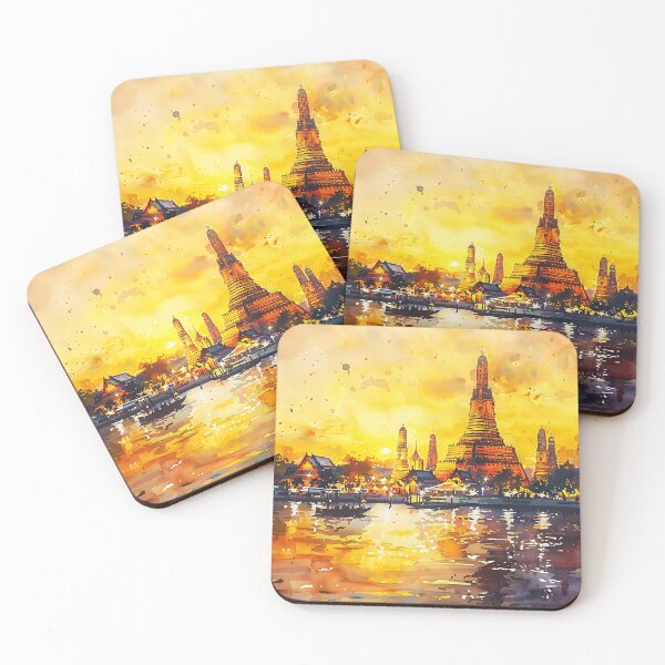 Item preview, Impressionist Painting of Wat Arun Temple Bangkok Thailand designed and sold by PatternStar.