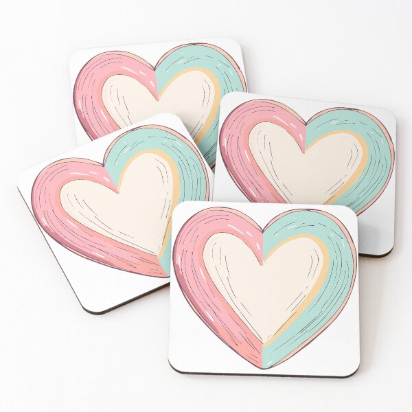 Item preview, Pastel Layered Heart Saint Valentine's Day - Cute Sketchy Pink Mint Love Art Print designed and sold by DesignArtist.ia.