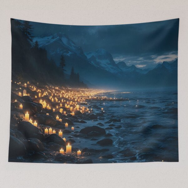 Item preview, A sea of candlelight on the beach in the darkness designed and sold by MarionsArt.