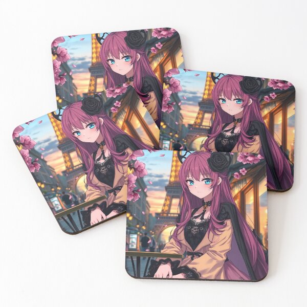 Item preview, Anime Girl Gothic Lolita Paris Eiffel Tower Cherry Blossoms Spring Cafe designed and sold by Chibifaceneko.