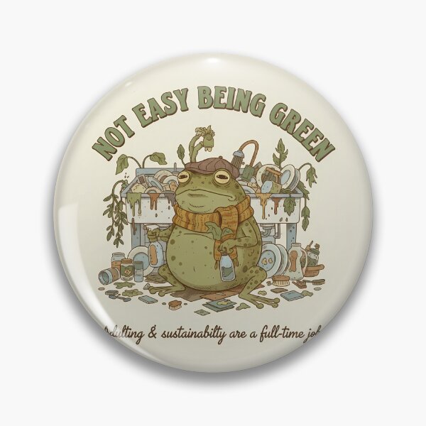 Item preview, Cottagecore Frog Doing Dishes - It’s Not Easy Being Green designed and sold by Lu7u.