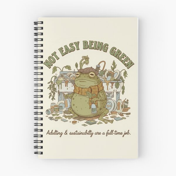 Item preview, Cottagecore Frog Doing Dishes - It’s Not Easy Being Green designed and sold by Lu7u.