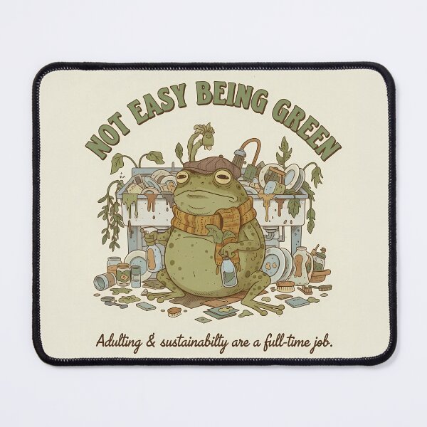 Item preview, Cottagecore Frog Doing Dishes - It’s Not Easy Being Green designed and sold by Lu7u.