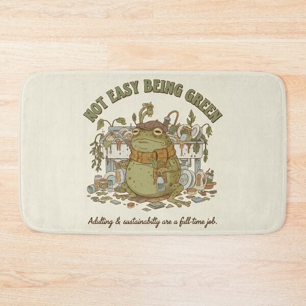 Item preview, Cottagecore Frog Doing Dishes - It’s Not Easy Being Green designed and sold by Lu7u.