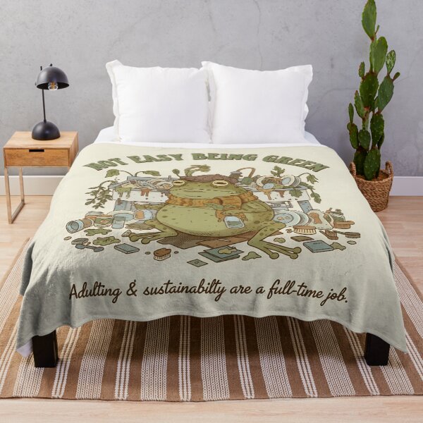 Item preview, Cottagecore Frog Doing Dishes - It’s Not Easy Being Green designed and sold by Lu7u.