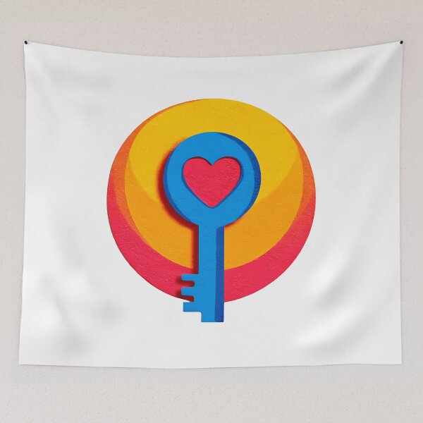 Item preview, Heart Key to My Heart Saint Valentine's Day - Bold Colorful 3D Love Symbol Art Print designed and sold by DesignArtist.ia.
