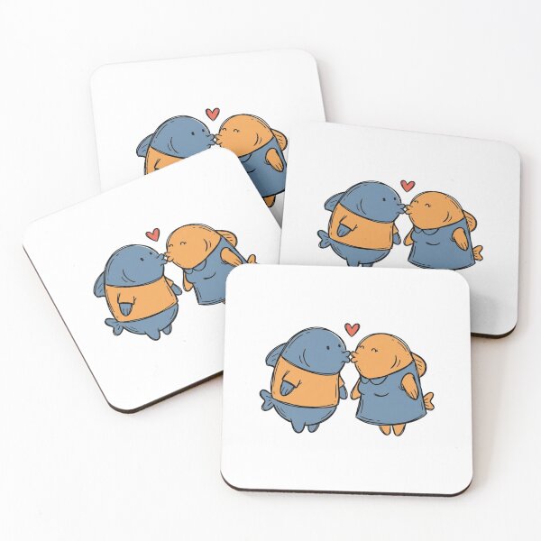 Item preview, Sweet Kissing Fish Couple - Cute Romantic Valentine Art designed and sold by Panda Creative Studio.