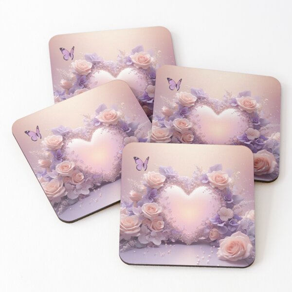 Item preview, Pastel Floral Heart with Purple Butterfly designed and sold by Dreamy Armine Art.