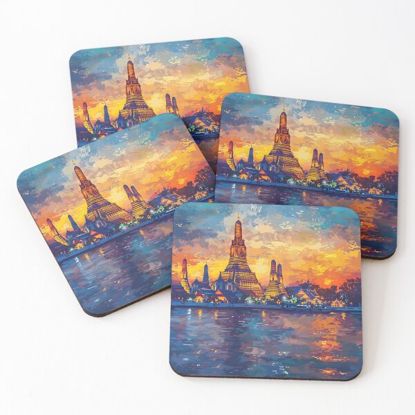 Item preview, Impressionist Painting of Wat Arun Temple Bangkok Thailand designed and sold by PatternStar.