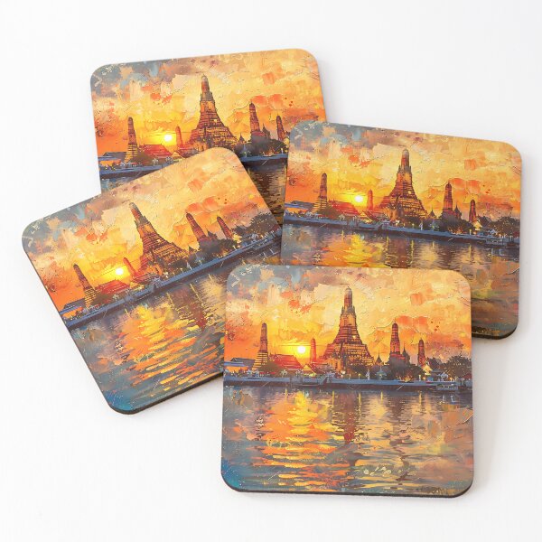 Item preview, Impressionist Painting of Wat Arun Temple of Dawn in Bangkok Thailand designed and sold by PatternStar.