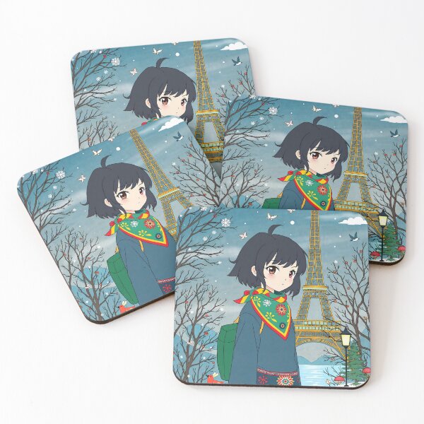Item preview, Anime Girl at Eiffel Tower Winter - Paris France Scene designed and sold by Chibifaceneko.