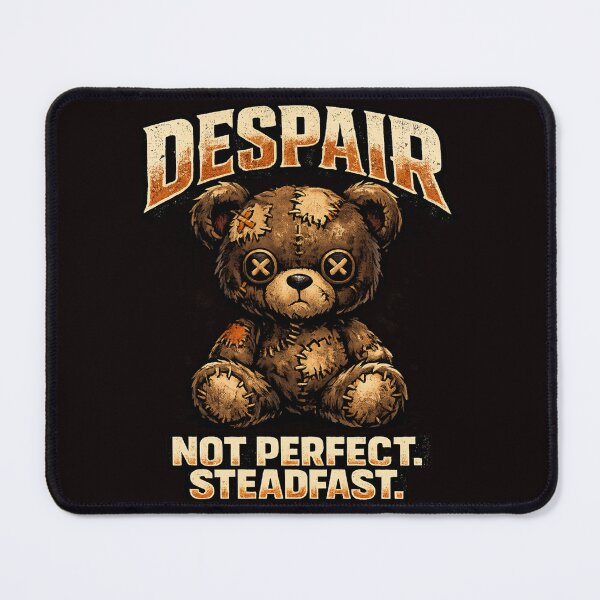 Item preview, DESPAIR — NOT PERFECT. STEADFAST. | Streetwear Teddy Bear Illustration designed and sold by FrameFlow.