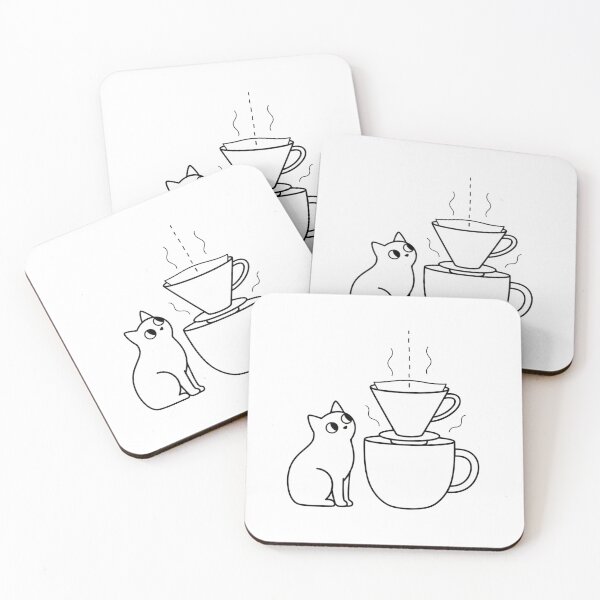 Item preview, The Pour-Over Pause – Cat Coffee Minimal Illustration designed and sold by PunnyPressCo.