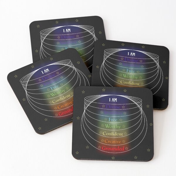 Item preview, Chakra design I Am divine, intuitive, free, worthy, confident, creative, grounded, designed and sold by Sonia Jones Art.