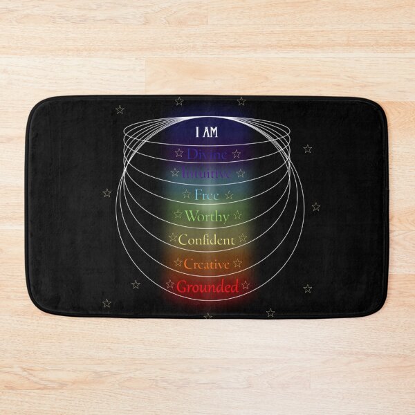 Item preview, Chakra design I Am divine, intuitive, free, worthy, confident, creative, grounded, designed and sold by Sonia Jones Art.