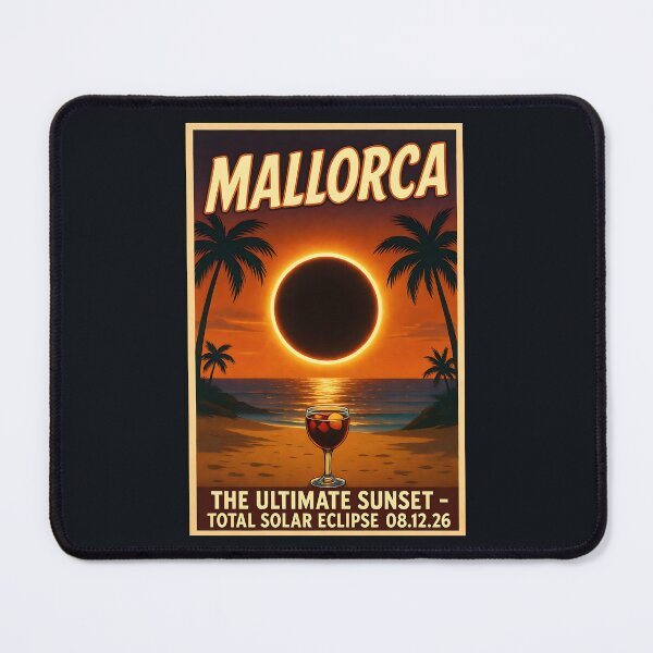 Item preview, Mallorca Spain Vintage Solar Eclipse 2026 Travel Art designed and sold by Trendsecne.