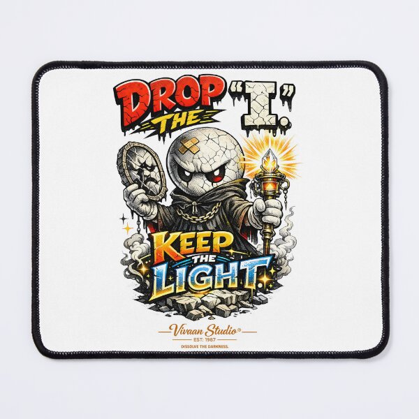 Item preview, Drop The I Keep The Light Spiritual Typography Graphic Tee - Ego Dissolution Bhagavad Gita Inspired Streetwear Art - Modern Zen Aesthetic Wisdom Quote - Vivaan Studio Original designed and sold by Vivaan Studio.
