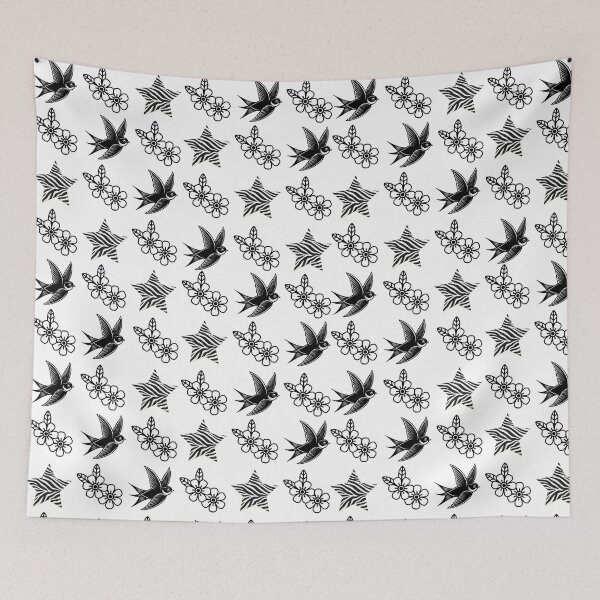 Item preview, Zebra Star & Floral Pattern – Black and White Alternative Aesthetic designed and sold by ZebraDazzleDesigns.