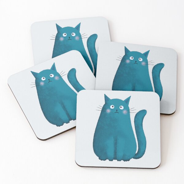 Item preview, Sad Cat Illustration – Blue Moody Cute Cat Artwork designed and sold by Brightful Creations .
