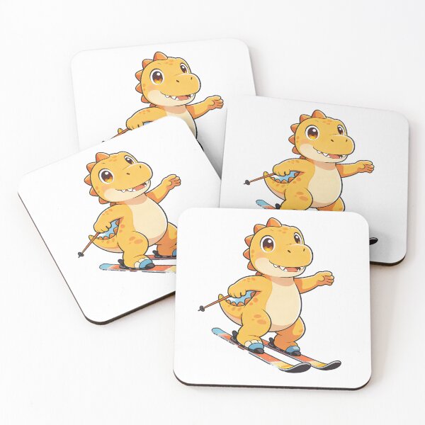 Item preview, Cute Dinosaur Skiing Winter Adventure designed and sold by PrintStichCo.