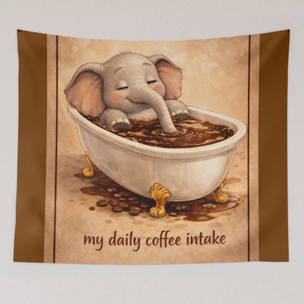 Item preview, Elephant Coffee Humor – my daily coffee intake Design – only one cup of coffee a day designed and sold by Art by M.H..